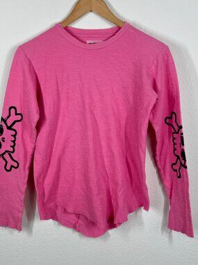 Nununu Pink Long Sleeve T Shirt Size 10-11 Kids Girls Skull